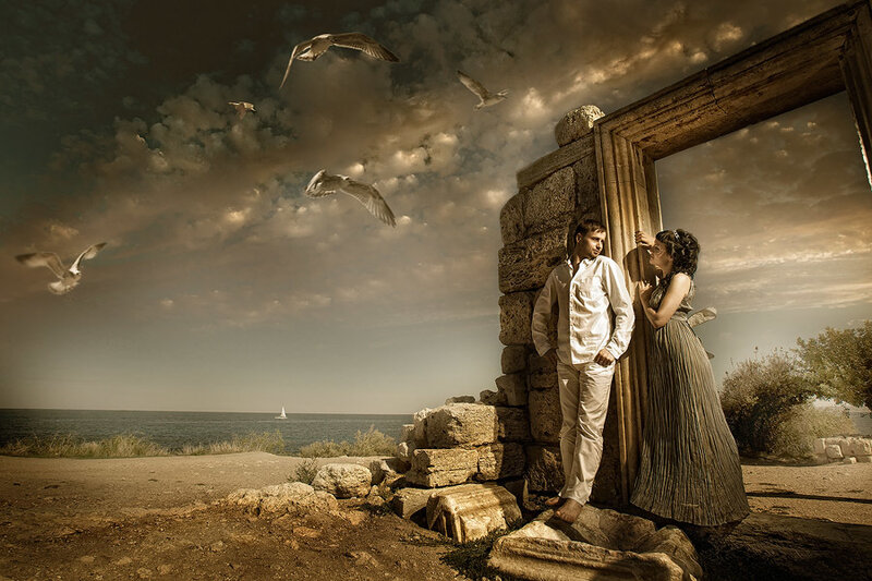 Couple in Ancient Ruins — Brown