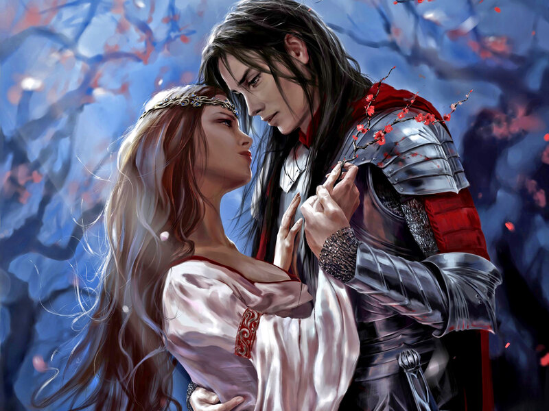 Couple in Armor Embrace — Blue