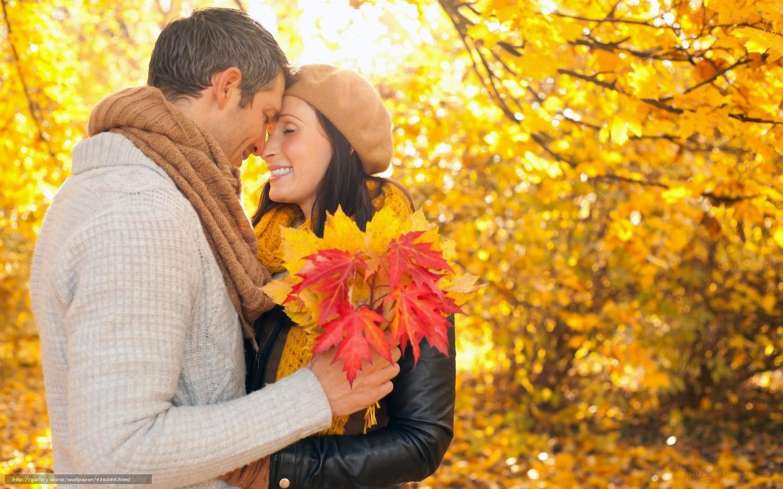 Couple in autumn embrace