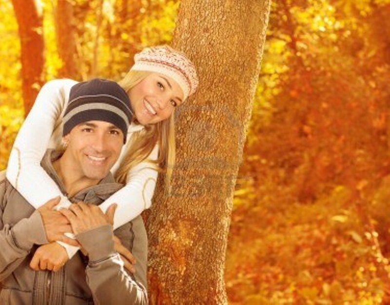 Couple in Autumn Forest — Orange, Warm