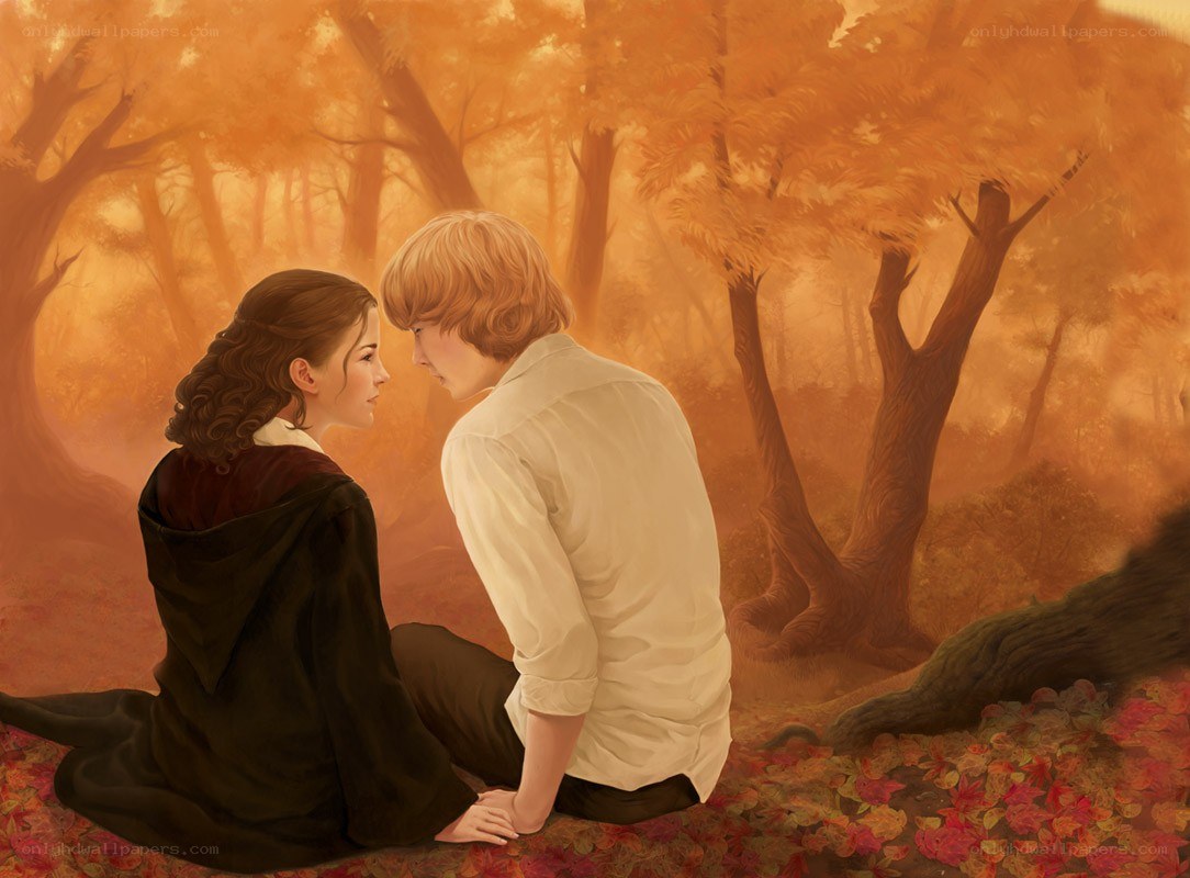 Couple in autumn forest