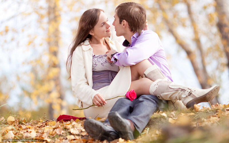Couple in autumn park