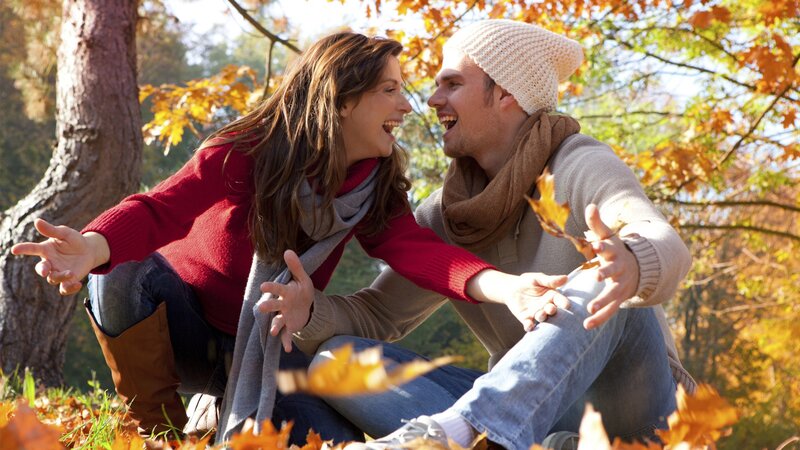 Couple in Autumn Park — Orange