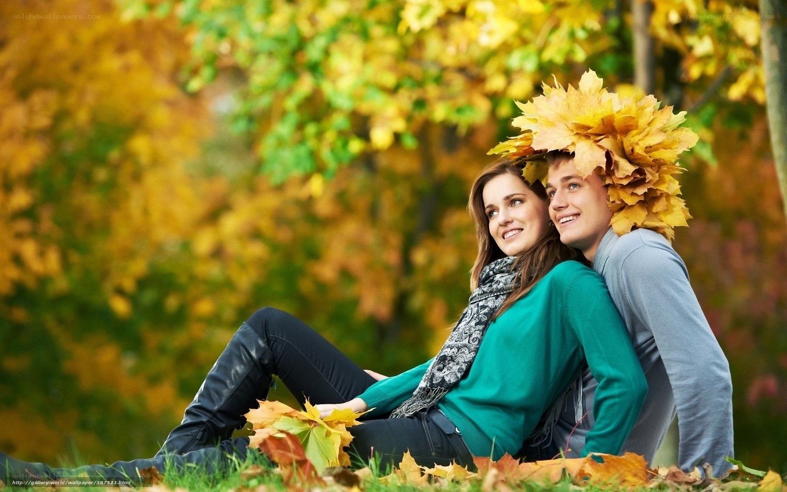 Couple in autumn park