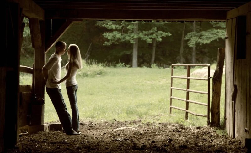 Couple in Barn — Green, Romantic