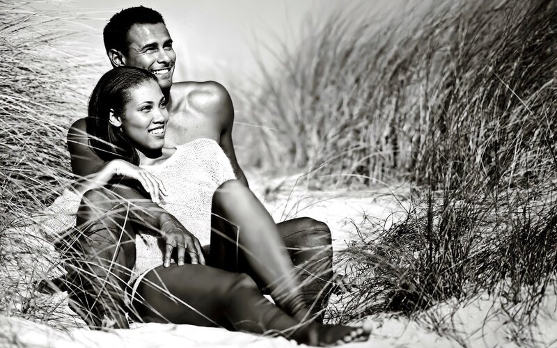 Couple in beach grass