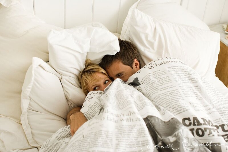 Couple in Bed — White, Intimate, Morning, Photograph