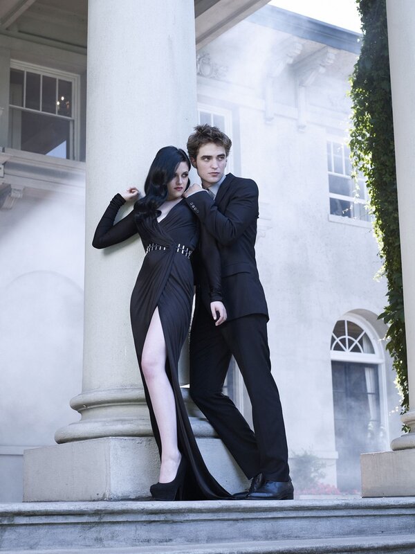 Couple in black on steps