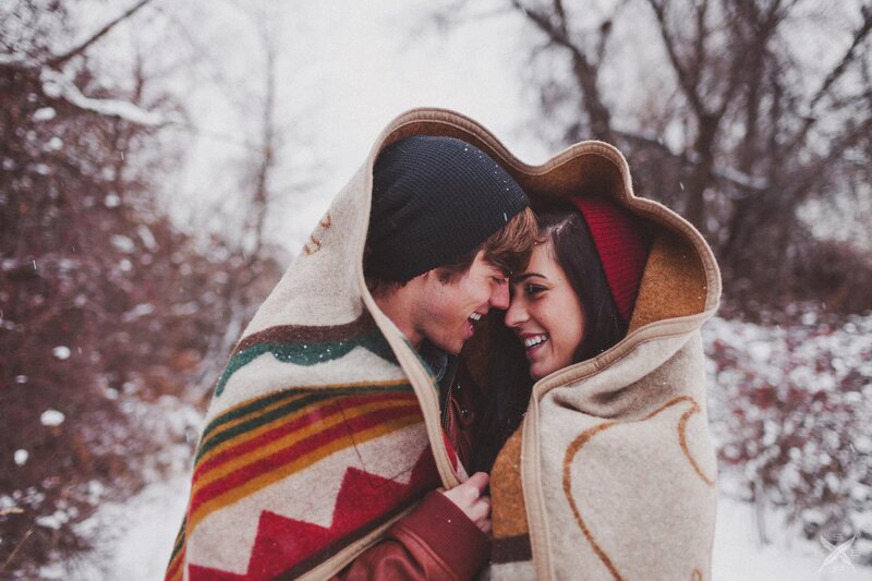 Couple in Blanket — White