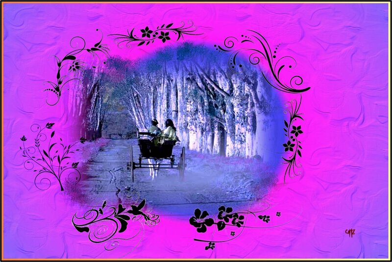 Couple in Carriage — Purple