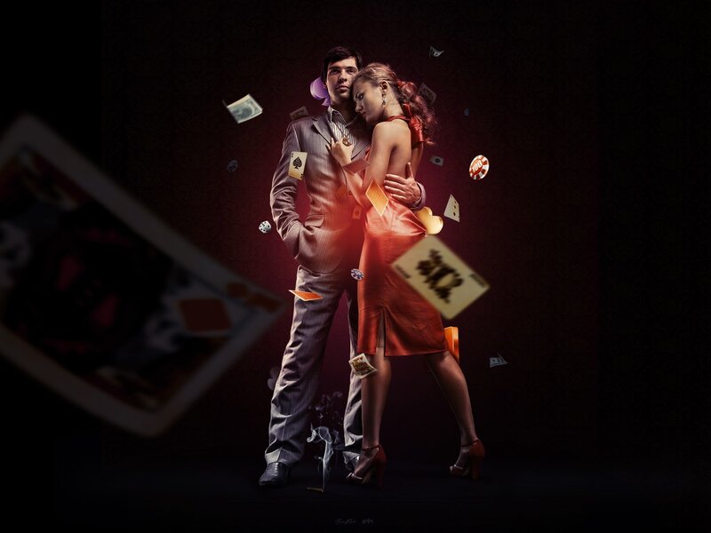 couple in casino theme