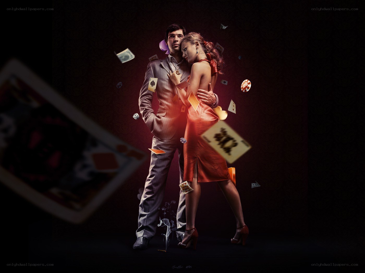 couple in casino theme