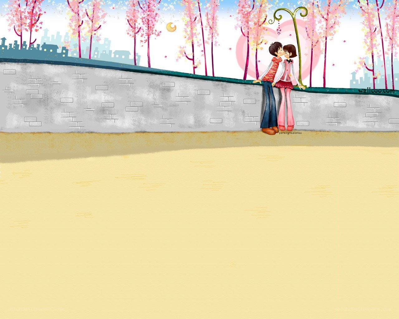 Couple in cherry blossom park