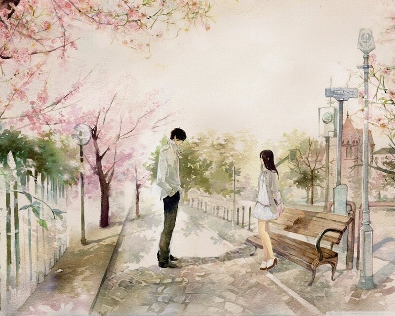 Couple in Cherry Blossom — Pink, Serene, Spring