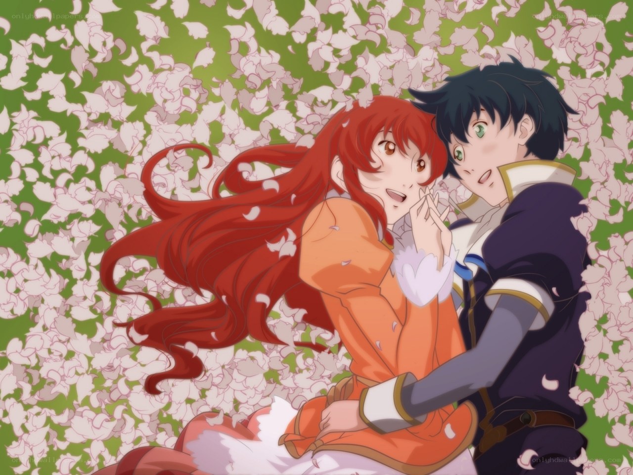 couple in cherry blossoms