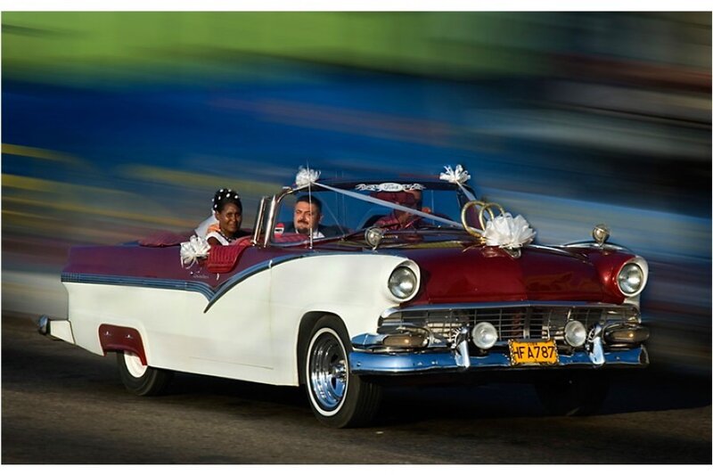 Couple in classic car