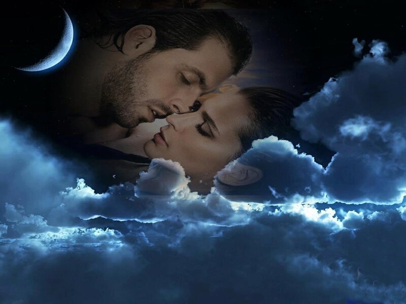 Couple in Clouds — Blue, Dreamy