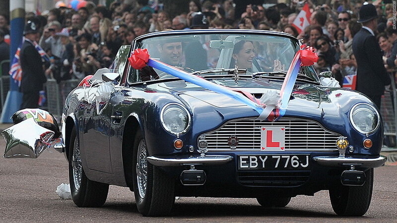 Couple in Convertible Car — Blue
