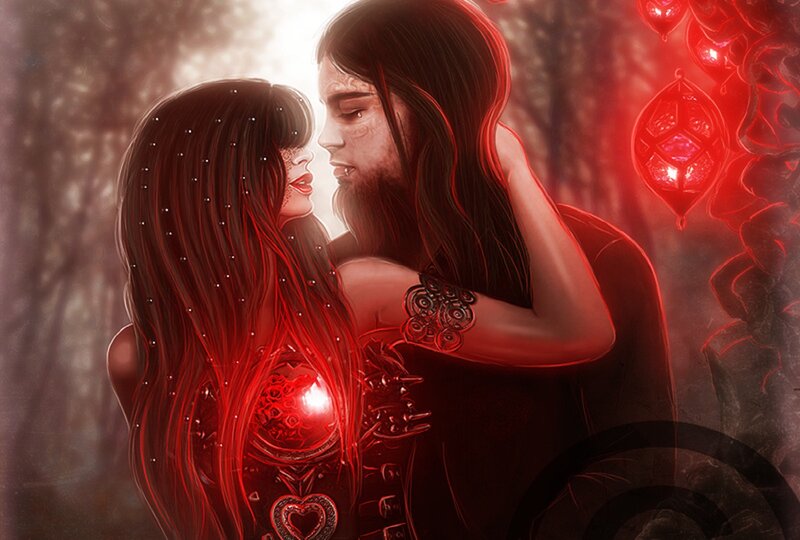 Couple in Dark Forest — Red