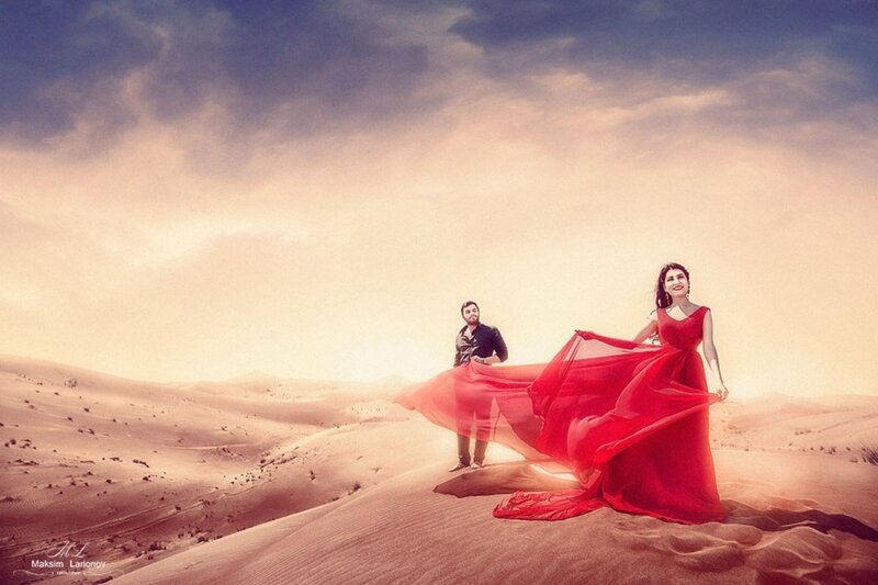Couple in Desert — Red