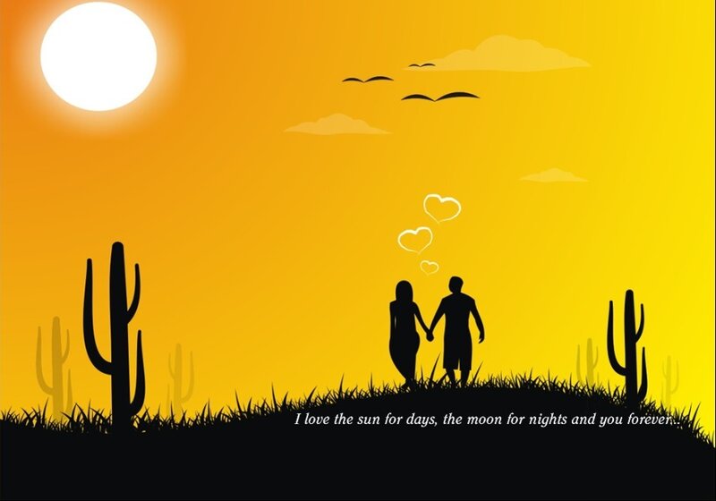 couple in desert sunset