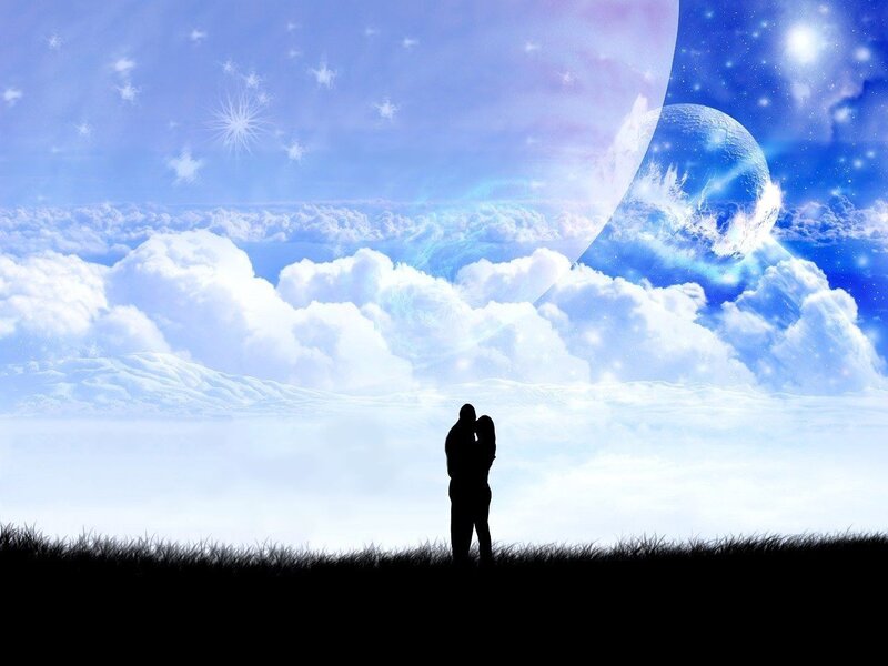 Couple in dreamy sky