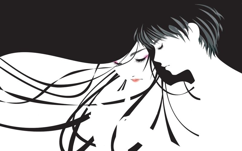 Couple in Embrace — Black, Dramatic