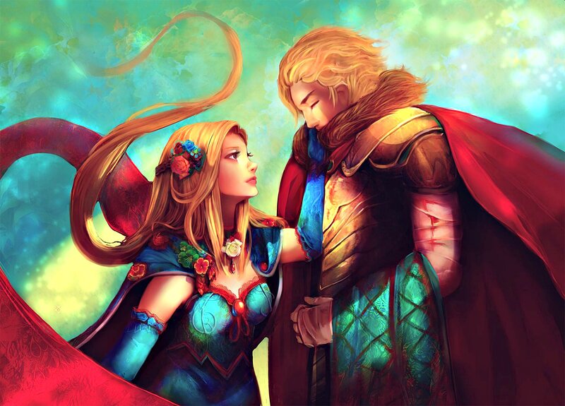 Couple in Fantasy Attire — Red