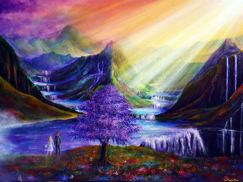 Couple in Fantasy Landscape — Purple