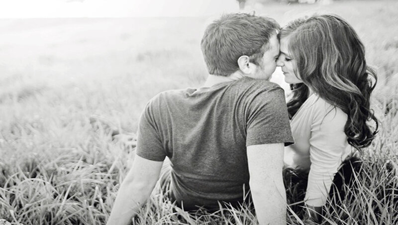 Couple in Field — Black, Intimate