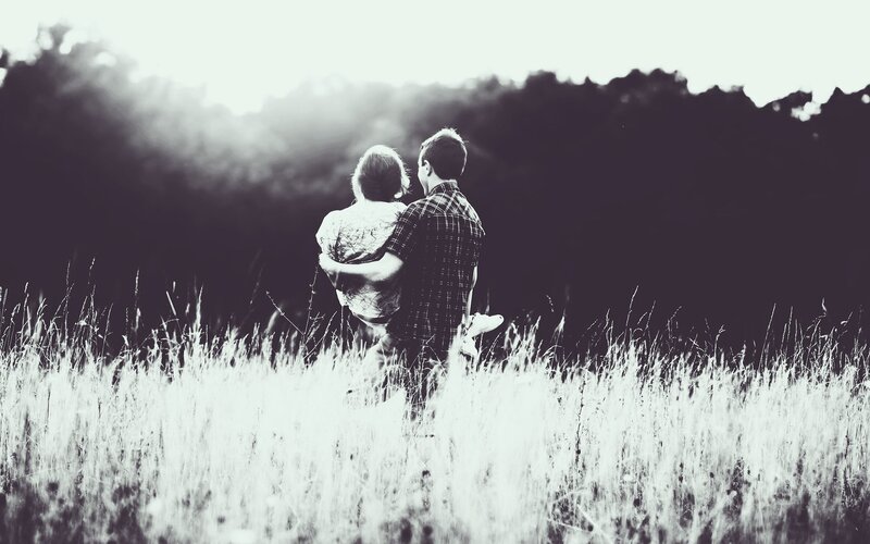 Couple in Field — Black, Serene