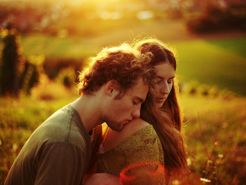 Couple in Field — Gold, Serene