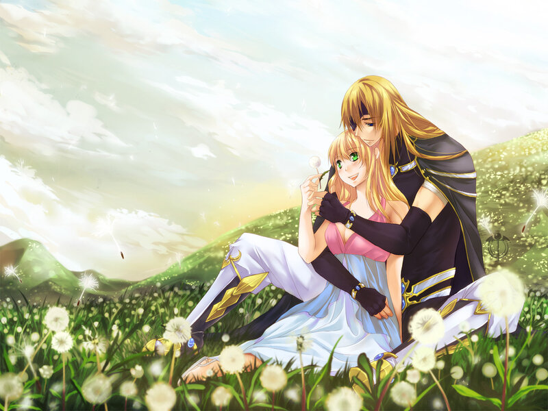 Couple in Field — Green, Serene