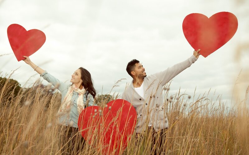 Couple in Field — Red
