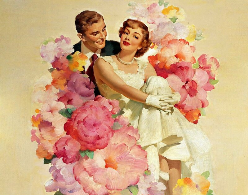 Couple in Floral Setting — Pink