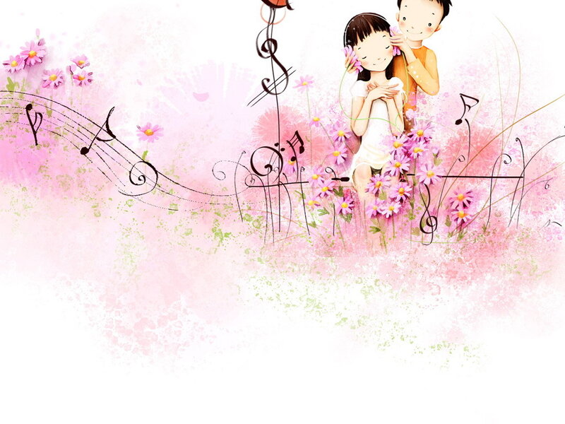 Couple in Flower Field — Pink