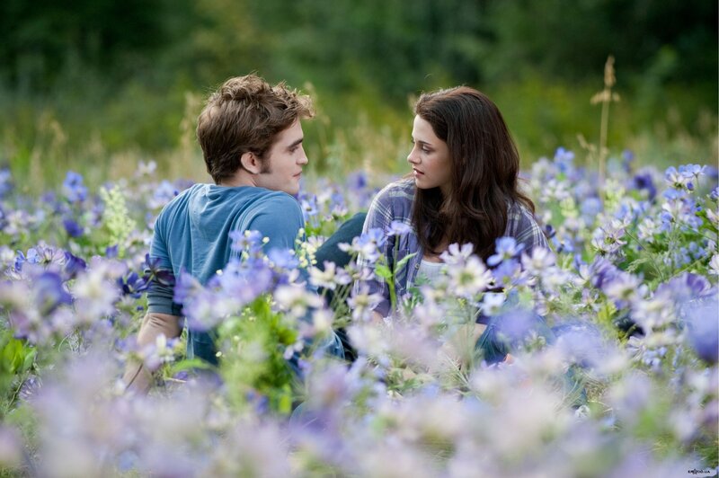 Couple in Flower Field — Purple, Serene