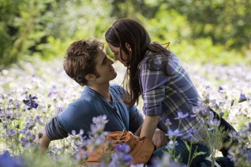 Couple in Flower Field — Purple