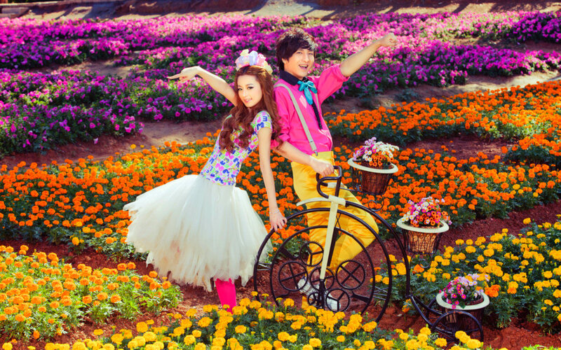 Couple in Flower Garden