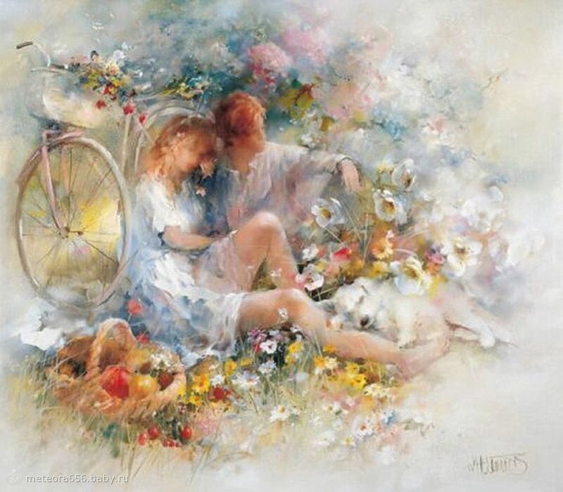 Couple in Flowers — White