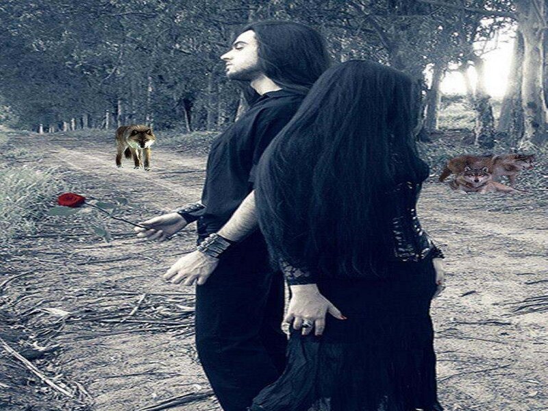 Couple in Forest — Black, Dramatic