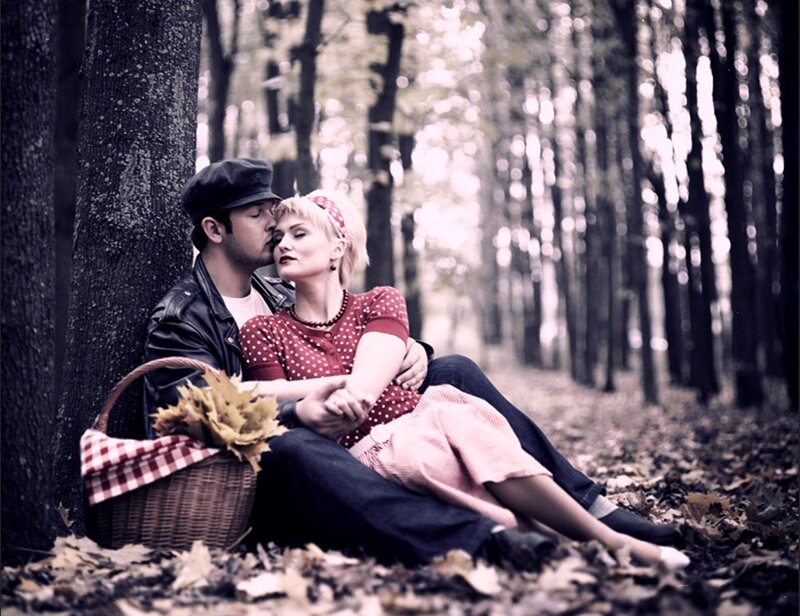 Couple in Forest — Brown, Romantic