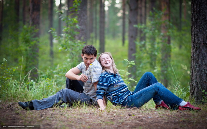 Couple in Forest — Green, Relaxed