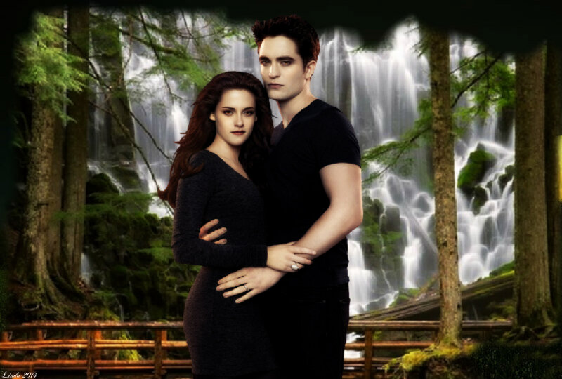 Couple in Forest — Green, Serene, Digital Art