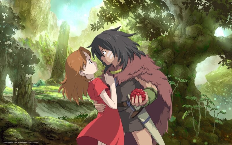 Couple in Forest — Green, Serene, Morning, Anime, Berries