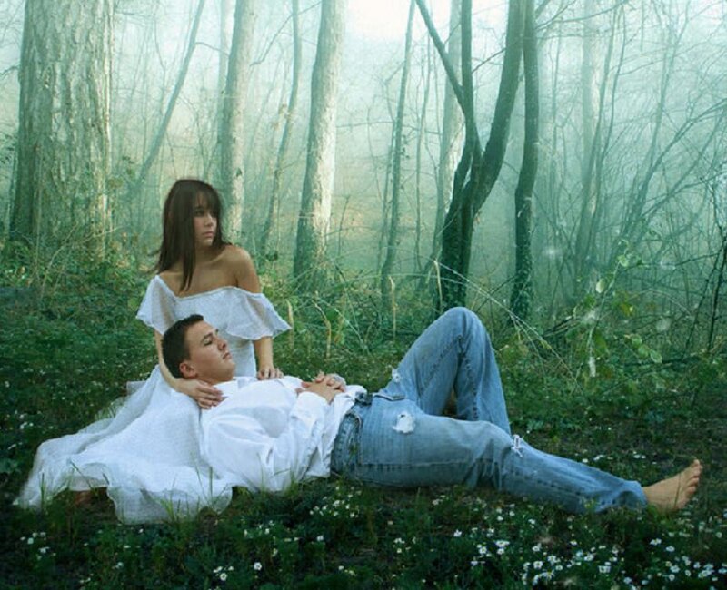 Couple in Forest — Green, Serene