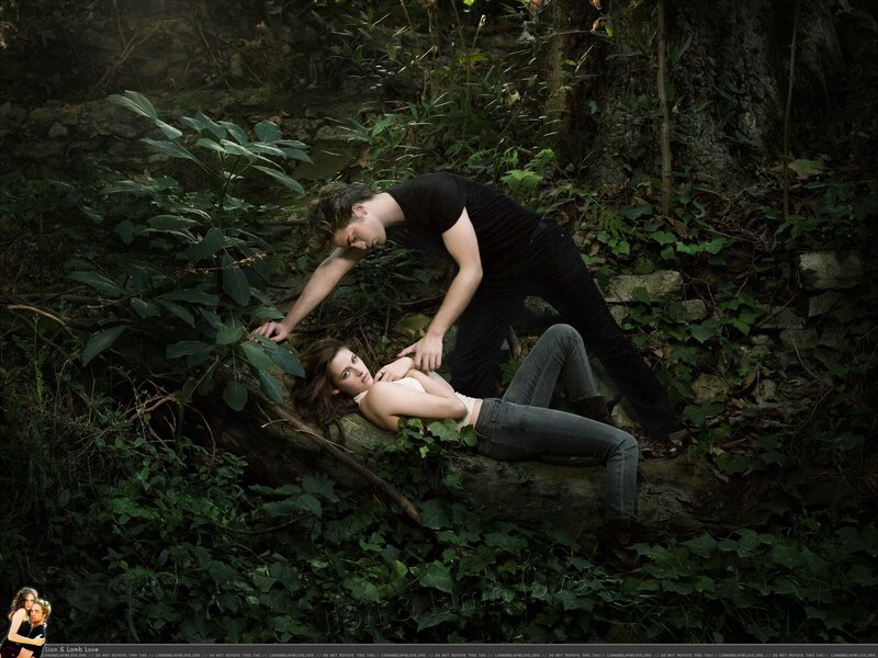 couple in forest scene