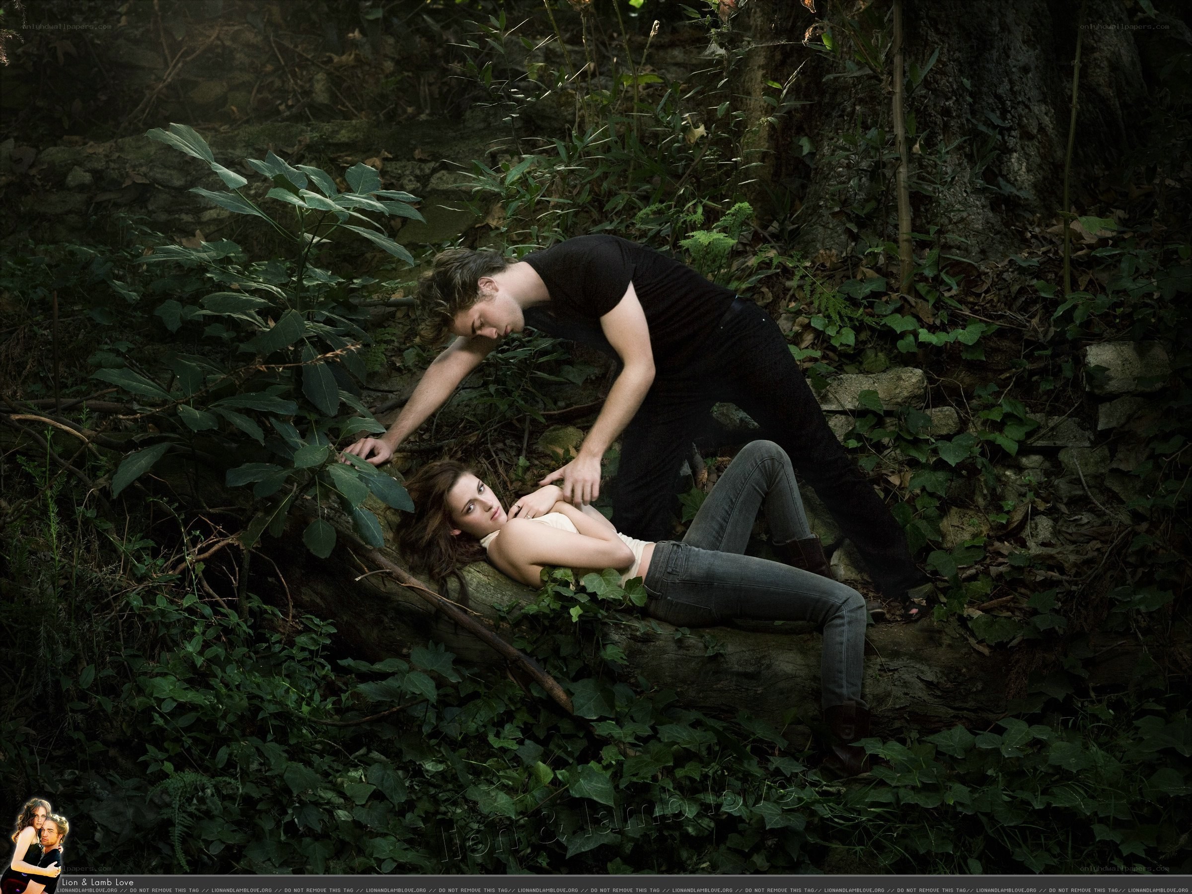 couple in forest scene