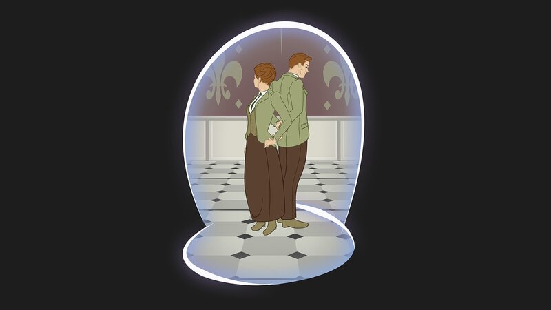 Couple in Formal Wear — Black, Dramatic, Illustration