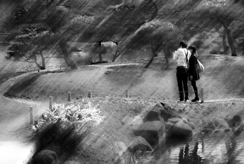 Couple in Garden — Black